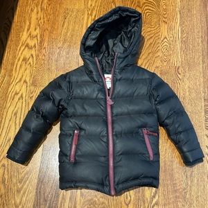 Appaman Unisex Black Puffer Coat with Maroon trim- Size 4T